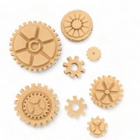 Wood Carved Decorative Gear set of 8 Pieces