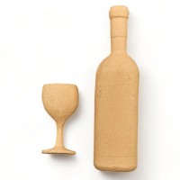 Wood Carved Decorative Bottle - Glass