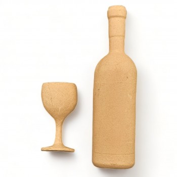 Wood Carved Decorative Bottle - Glass