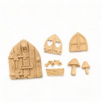 Wood Carved Decorative Fairy Tale Set of 7 Pieces