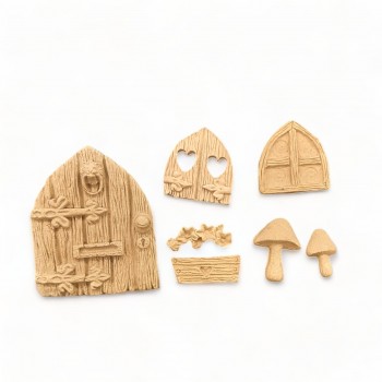 Wood Carved Decorative Fairy Tale Set of 7 Pieces