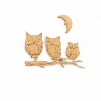 Wood Carved Decorative Owl set of 5 Pieces