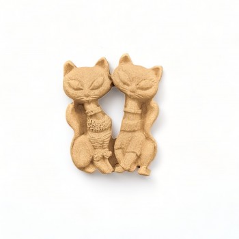 Wood Carving Decorative Cats 4cm. X 5cm.