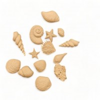 Wood Carved Decorative Shell set of 14 Pieces
