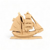 Wood Carved Decorative Boat 5cm. X 4.5cm.