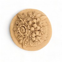 Wood Carved Decorative Flower Rosette Diameter 7cm.