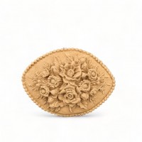 Wood Carved Decorative Flower Oval 8cm. X 6cm.