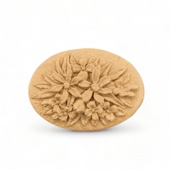 Wood Carving Oval Flower 6cm. X 4.5cm.
