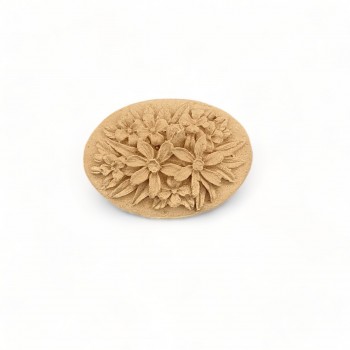 Wood Carving Oval Flower 6cm. X 4.5cm.