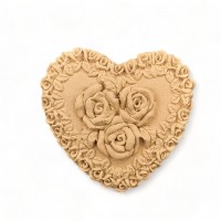 Wood Carved Decorative Heart 6.8cm. X 5.7cm.