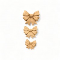 Wood Carved Decorative Bow Set of 3 Pieces