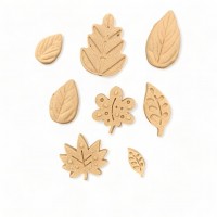 Wood Carved Decorative Leaves set of 8 Pieces