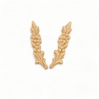 Wood Carved Decorative Flowers Set of 2 Pieces 9.7cm. X 2.4cm.