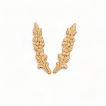 Wood Carved Decorative Flowers Set of 2 Pieces 9.7cm. X 2.4cm.