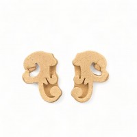 Wood Carving Decorative Set of 2 pieces 2.9cm. X 1.9cm.