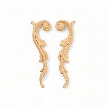Wood Carved Decorative Flowers Set of 2 Pieces 13cm. X 3.5cm.