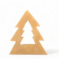Wood Carved Decorative Christmas Tree 9.8cm. X 11cm.