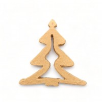 Wood Carved Decorative Christmas Tree 5.5cm. X 5.5cm.