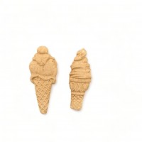 Wood Carved Decorative Ice Cream set of 2 Pieces 3.7cm. X 1.5cm.