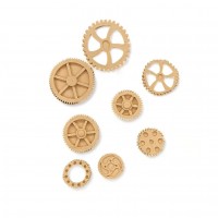 Wood Carved Decorative Gear set of 8 Pieces