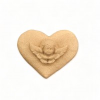 Wood Carved Decorative Heart Angel 5cm. X 4cm.