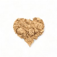 Wood Carved Decorative Heart 4.3cm. X 3.3cm.