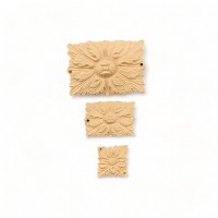 Wood Carving Decorative Tile set of 3 Pieces