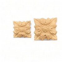 Wood Carving Decorative Tile Flower set of 2 Pieces