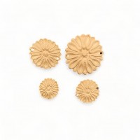Wood Carved Decorative Flower Rosette set of 4 Pieces