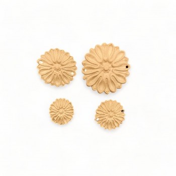 Wood Carved Decorative Flower Rosette set of 4 Pieces