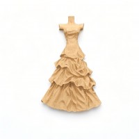 Wood Carved Decorative Dress 3.8cm. X 6.2cm.
