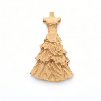 Wood Carved Decorative Dress 3.8cm. X 6.2cm.