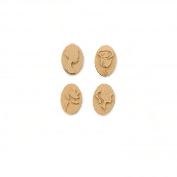 Wood Carving Decorative Set of 4 Pieces 1cm. X 2cm