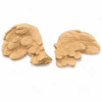Wood Carved Decorative Feathers set of 2 Pieces 6.5cm. X 5.5cm.
