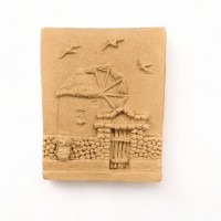 Wood Carved Decorative Island 7.8cm. X 9.5cm.