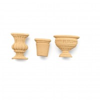 Wood Carving Decorative Flower Pots Set of 3 Pieces 2.4cm. X 3.5cm.