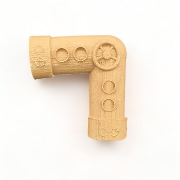 Wood Carved Decorative Tube Angle 6cm x 7.5cm.