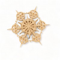 Wood Carved Decorative Gear Diameter 15.5cm.