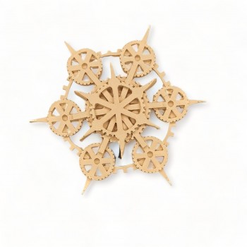 Wood Carved Decorative Gear Diameter 15.5cm.