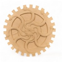 Wood Carved Decorative Gear Diameter 14cm.